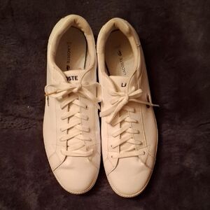 Lacoste Cream Lace-Up Sneakers